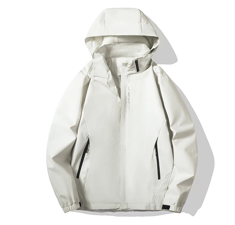 Multifunctional men's outdoor jacket, windproof, rainproof, and warm autumn/winter hooded jacket, outdoor raincoat, mountaineeri