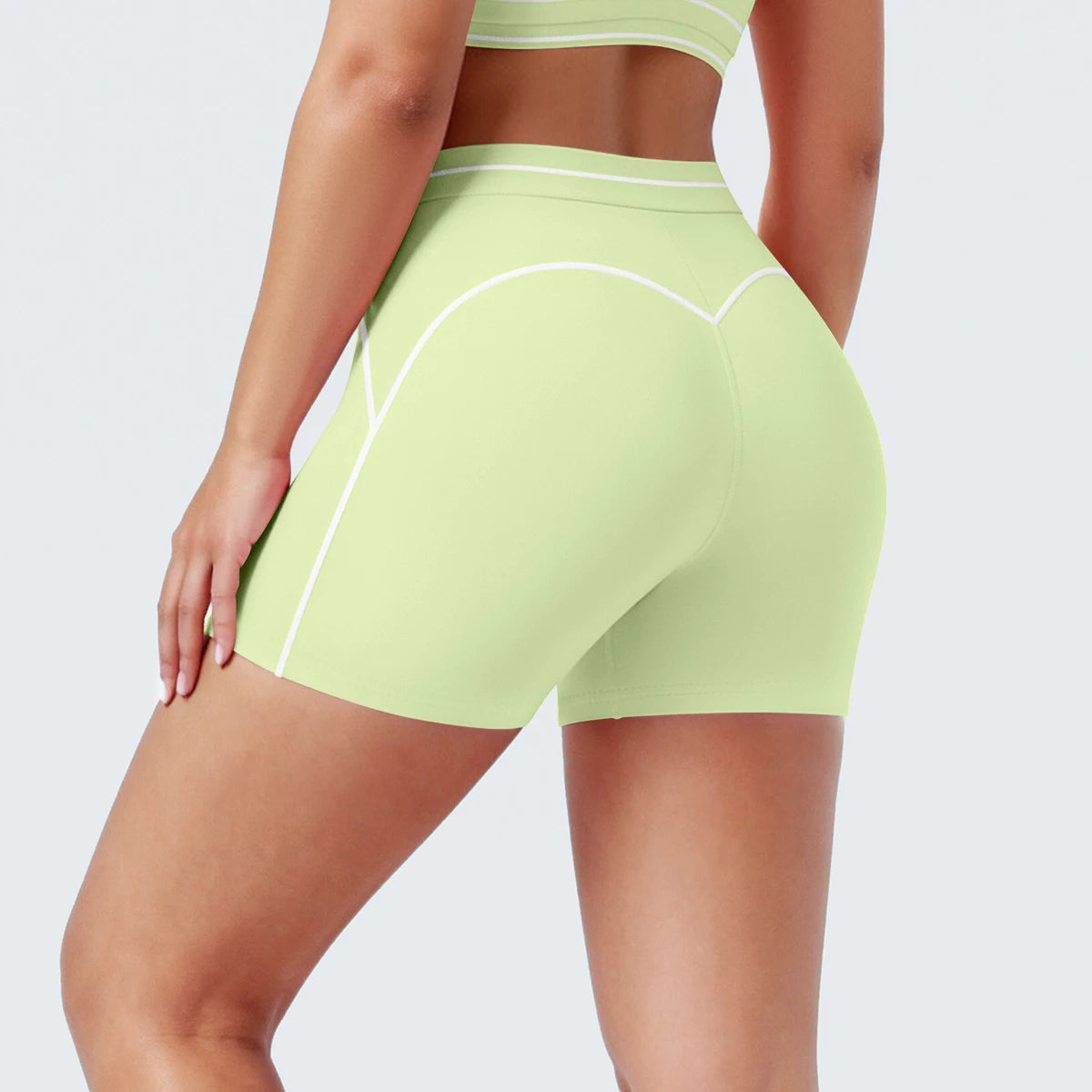 High Waist Stripe Fitness Yoga Shorts for Woman's Quick-Dry Breathable Hip-lifting Summer Gym Running Color Blocking Yoga Shorts