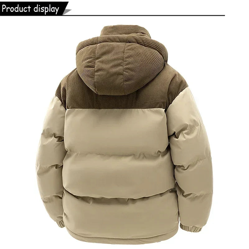 Winter Men Waterproof Windproof Casual Jacket Mens Puffer Hooded Fashion Jacket Man Outdoor Loose Thick Jacket Windbreaker Parka