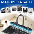 Light Emitting Diode Digital Nano Handmade Modern Single Slot Stainless Steel Waterfall Multifunctional Smart Kitchen Sink