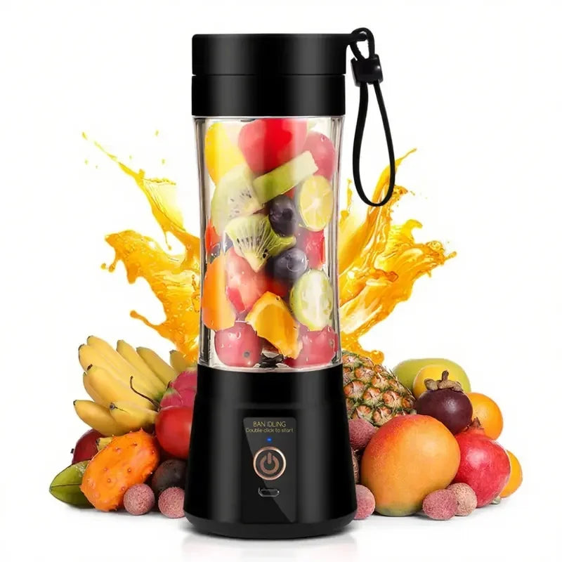 1 wireless portable electric juicer (400ml), juicing cup, vibrating screen, TYPE-C charging mini juicer (6-piece double cup), mu