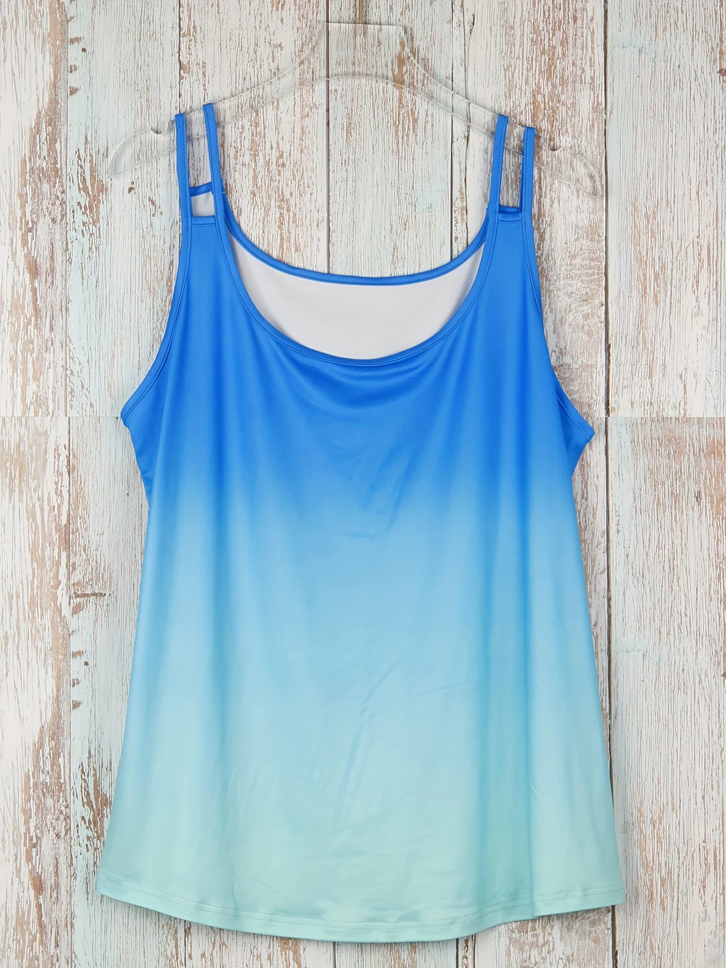 Plus Size Ombre Cut Out Cami Top Casual Crew Neck Sleeveless Top For Summer Women's Plus Size Clothing