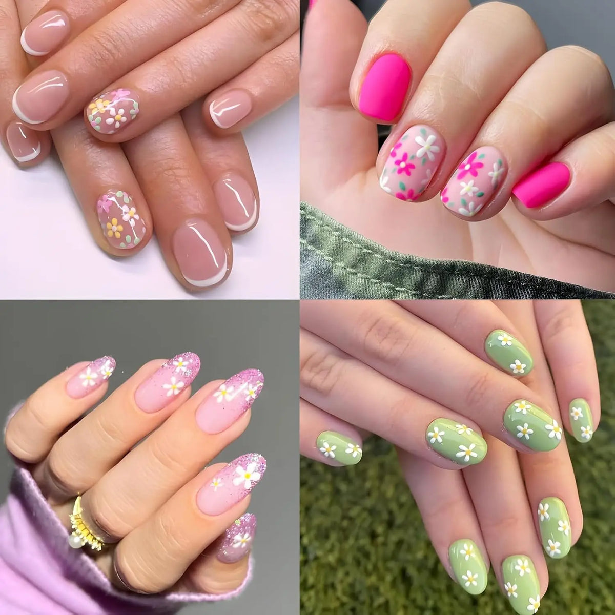 30Sheets 3D Self Adhesive Nail Art Stickers Cute Daisy Floral Heart Flower Nail Decals Decor Supplies for Women Manicure DIY
