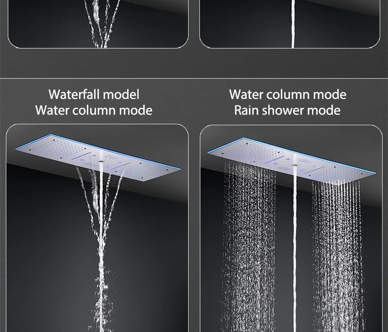 2026 Music Shower Head LED 1400mm Shower Body Waterfall Rainfall Thermostatic Bathroom Shower Set