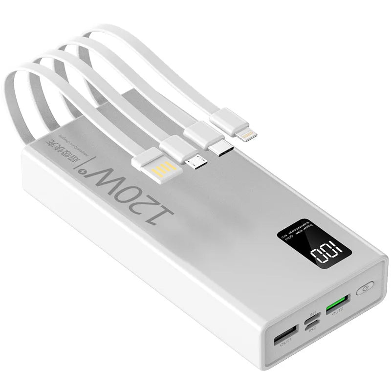120W Power Bank 50000mAh Super Fast Charging 100% Sufficient Capacity Portable Battery Charger Digital Display For iPhone Xiaomi