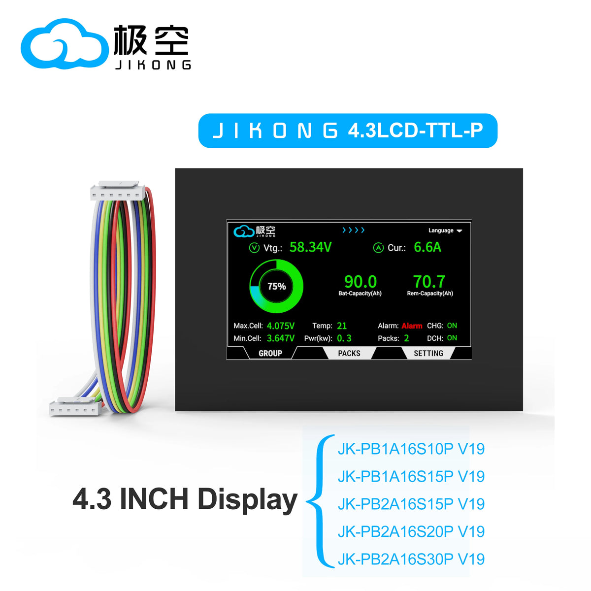 JIKONG V19 Smart BMS 8S-16S 200A Li-ion/ Lifepo4/ LTO Battery Household Energy Inverter BMS Active Balancer 2A JK-PB2A16S20P
