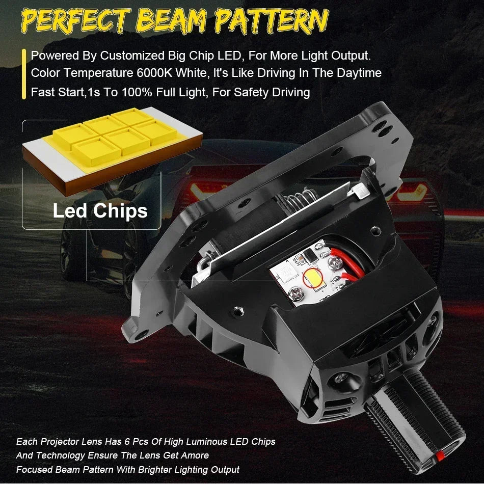 3 Inch H4 H7 LED Angel Eyes Bi LED Lenses 9005 9006 Projector Headlight For Hella Car Lights Headlamp Car Accessories RHD 160W