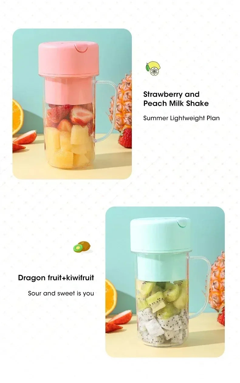 Portable USB Rechargeable Electric Juicer Cup 300ml with Straw for Smoothies and Shakes at Home Outdoor Office