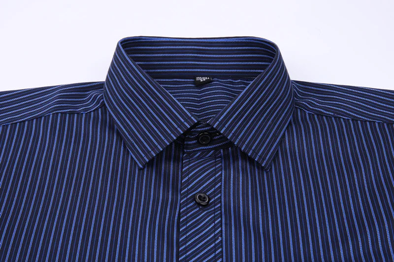 Oversized 9XL 8XL Mens Long Sleeved Shirt Casual Business Classic Plaid Striped Daily Slim Fit Button Male Social Dress Shirts