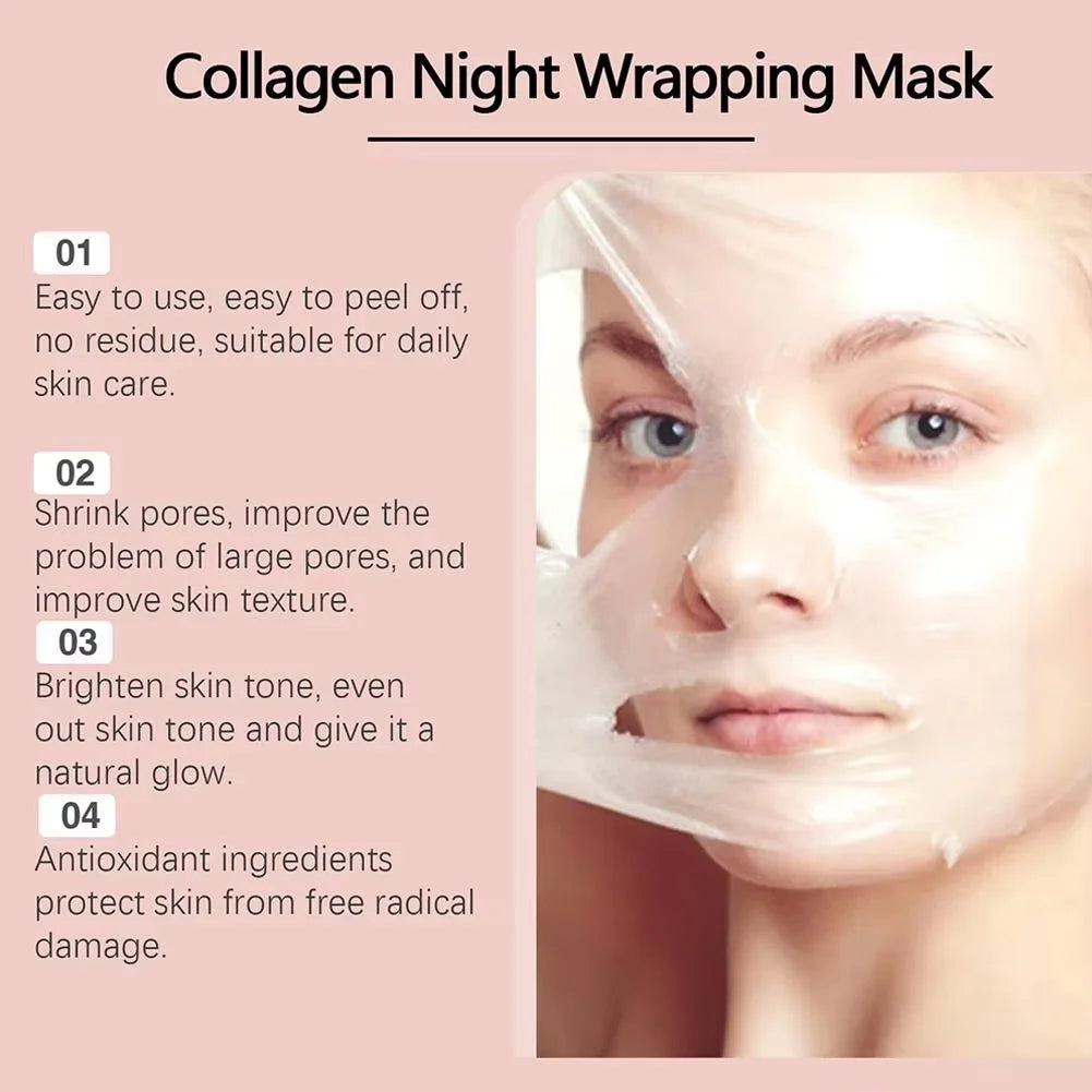 Collagen Tear-Off Mask Overnight Wrapping Mask Deeply Hydrates Reduces Sagging Dullness Moisturize Firming Mask Korean Skin Care