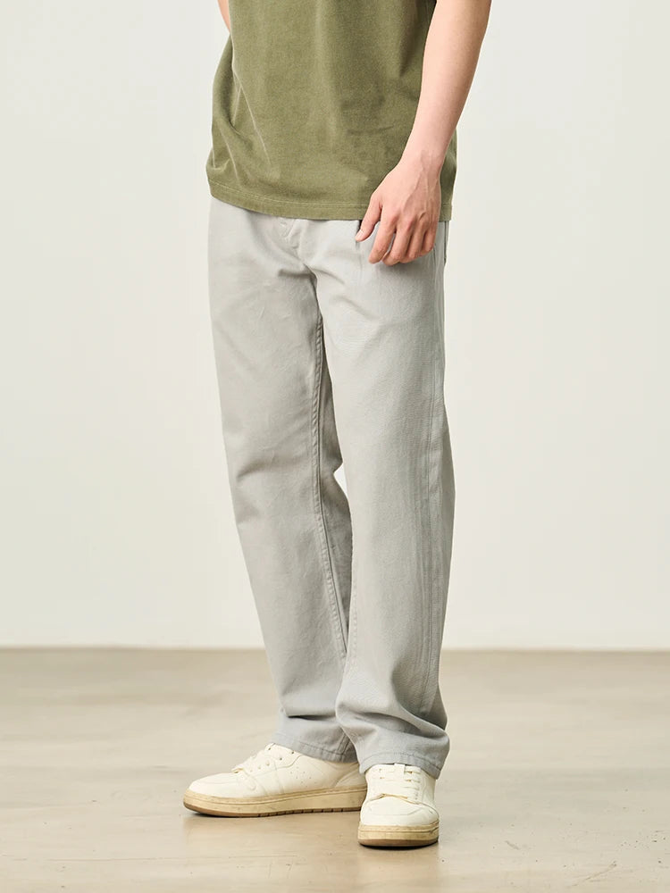 SIMWOOD Spring Summer New Loose Straight 10.5 oz Soft Fabric Jeans Men Casual  Denim Trousers