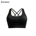 Jcolour Sports Bra, Crossed Back Straps, Fixed Pads, Breathable Fabric, Fitness Gym Top, Sexy, Comfortable, Bra