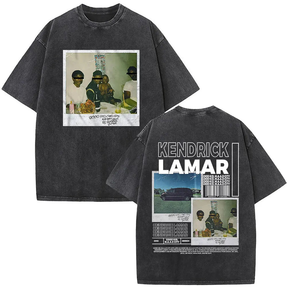 Kendrick Lamar To Pimp A Butterfly Graphic Vintage Washed T-shirts Men Fashion Hip Hop Retro Short Sleeve T Shirt Streetwear