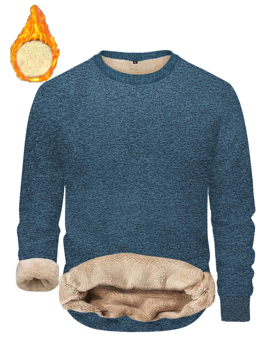 Lamb Fleece Round Neck Top for Men in Winter with Thick and Warm Fleece Hoodie
