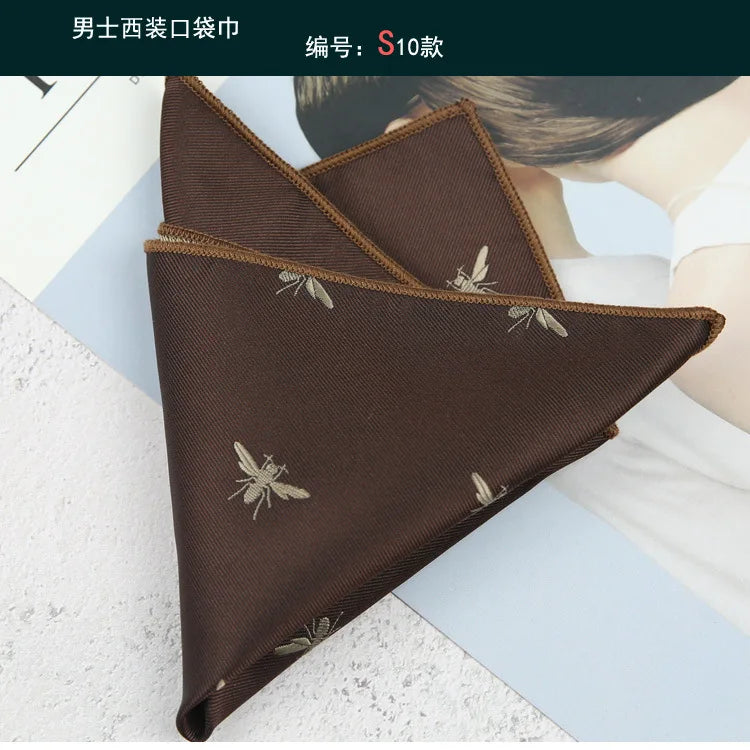 Maillard Men's Suit Pocket Towel Dress Chest Towel Retro Suit Coffee Pattern Small Square Scarf Wedding Fashion 22*22cm