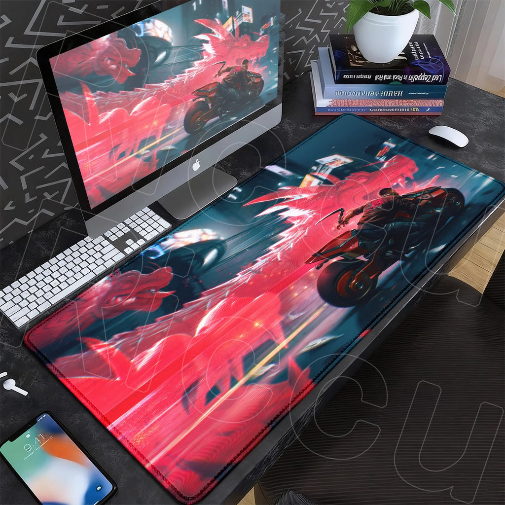 Black Gaming Mousepad XXL Rubber Non-slip Office Deskmat Anime Girl Playmat C-Cyberpunks Style Lock Edge PC Keyboard Accessories
