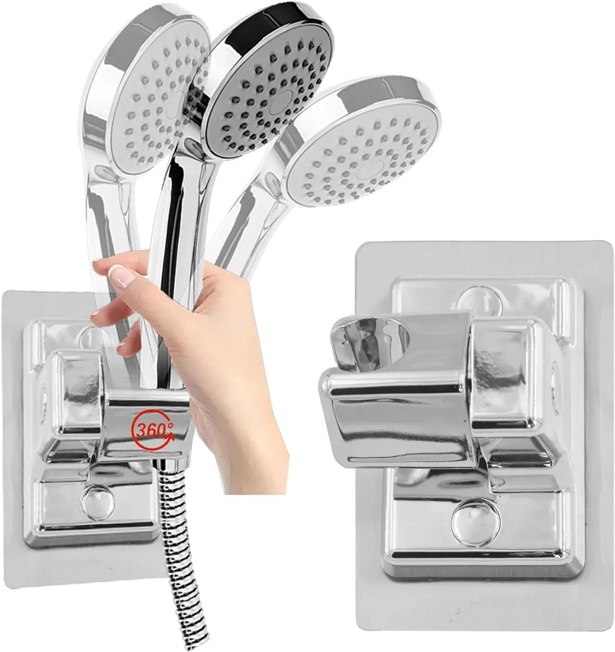 Shower Head Holder 360° Adjustable Wall Mounted Shower Holders Self-Adhesive Shower Head Handheld Bracket Bathroom Accessories