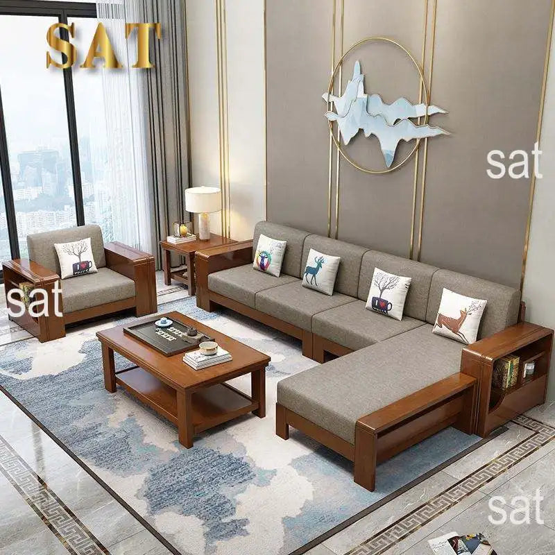 #Nordic Simple Modern Design Solid Wood Sofa for Living Room Furniture Sofa