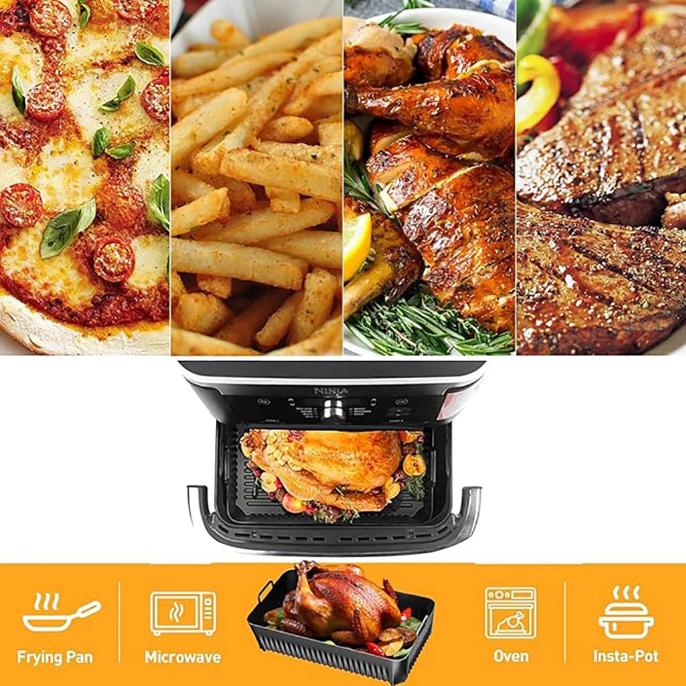 Rectangle Air Fryer Mold for Ninja Foodi Flex 10.4L AF500EU Reusable Heat Resistant Silicone Pot for Ninja Air Fryer Accessories