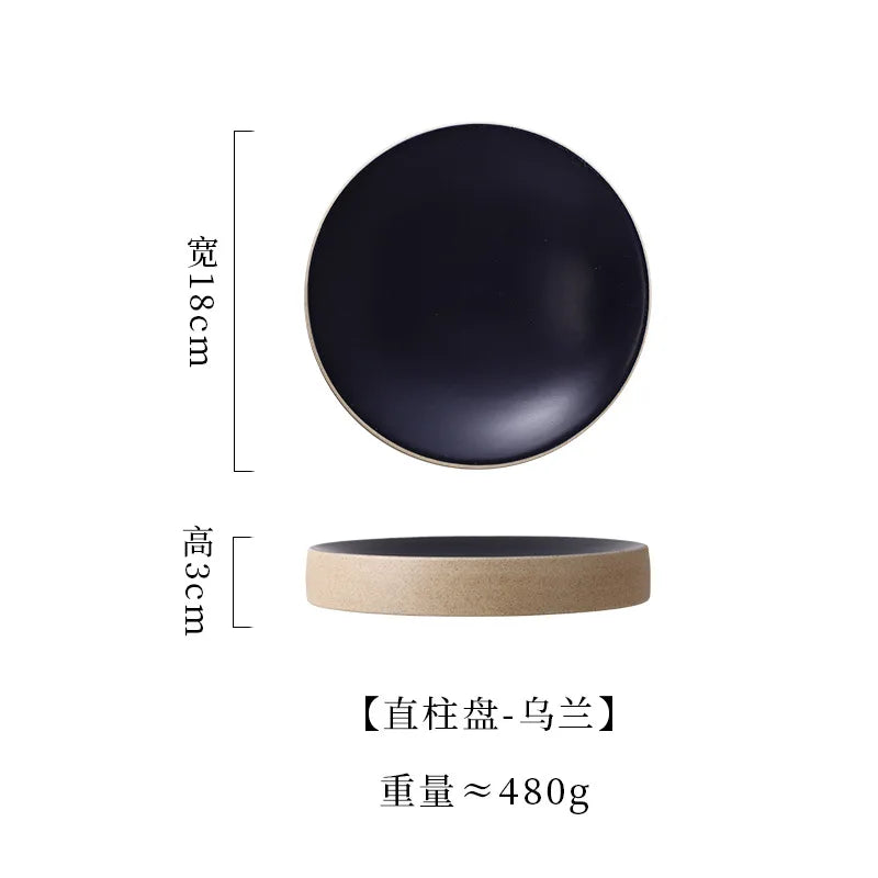 Premium Western Cuisine Plate Retro Round Plate Commercial Ceramic Tableware Cylinder  Simple Cake Dim Sum