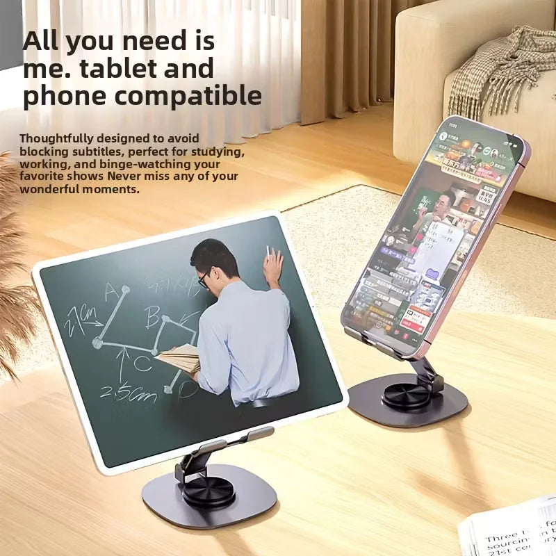 Aluminum Alloy Mobile Phone Stand - Waterproof 360° Rotatable Desktop Stand with 2-Position Adjustable Foldable Design