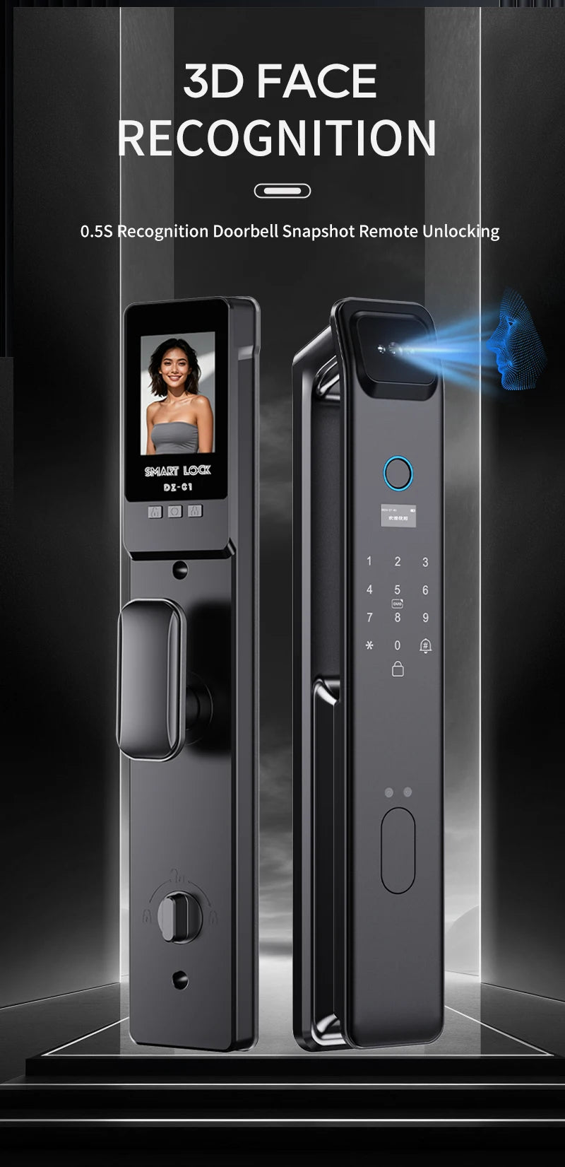 EGFirtor Password Door Lock Face Recognition Fingerprint Lock with Camera Biometric Smart Digit Lock