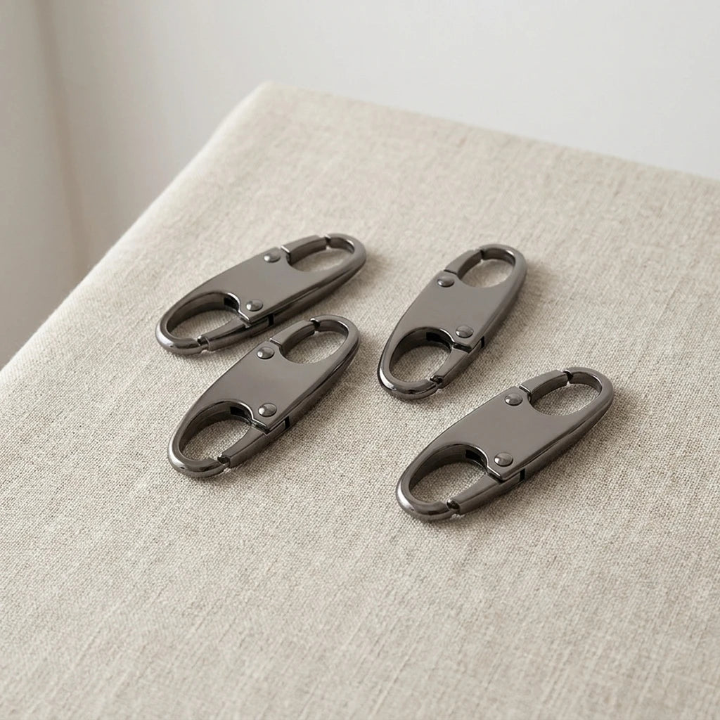 4/8/12/24Pcs Anti Theft Zipper Clips Double Opening Small Carabiner Clips, Elegant Zinc Alloy Zipper Pull Replacement for Travel