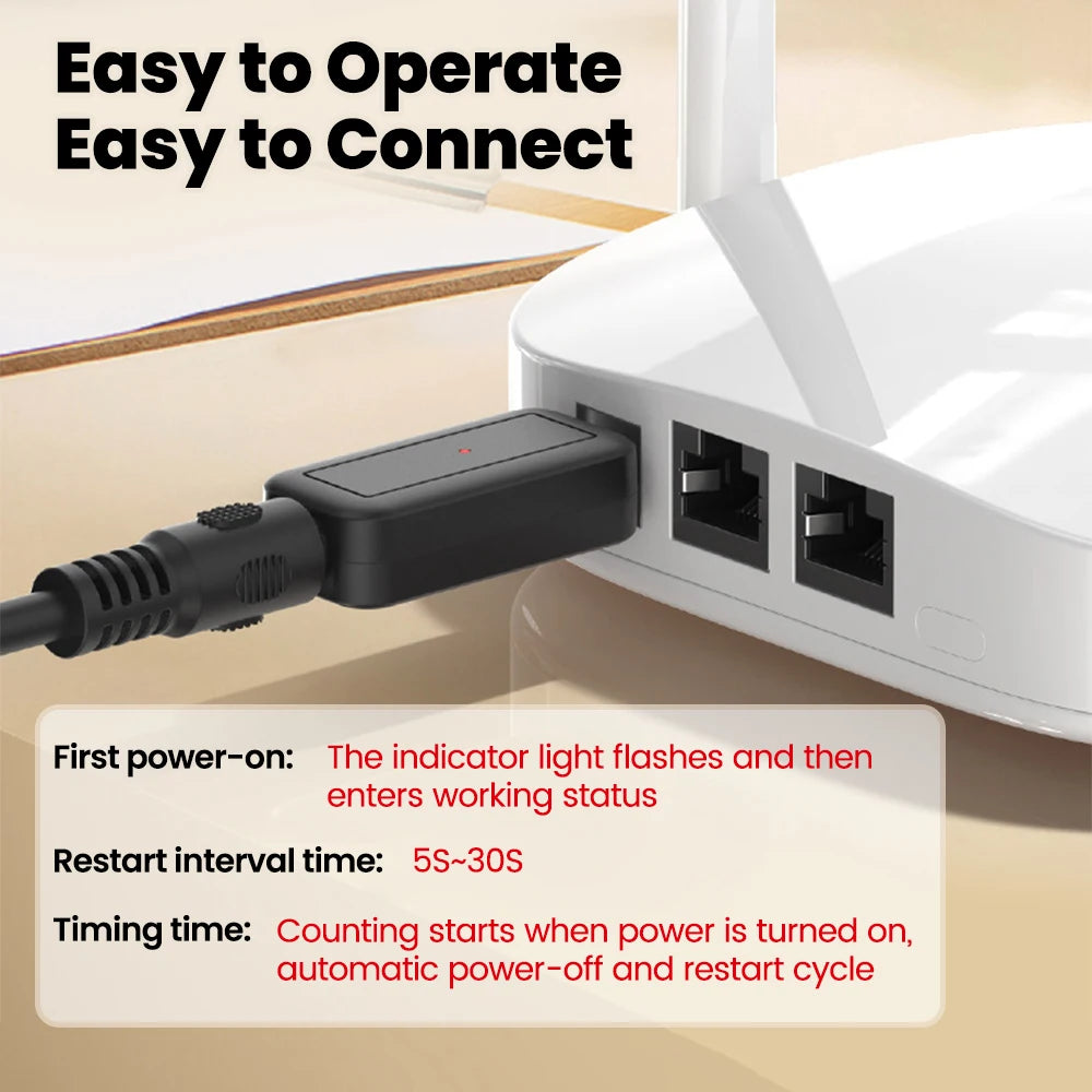 Router Timed Reboot Controller, Optical Modem WiFi Automatic Smart Reset Switch Connector, Boost Internet Speed