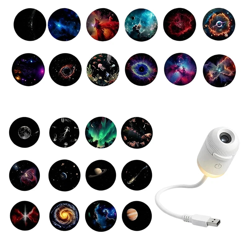 2-in-1 Galaxy Projector Light Mini USB Car Interior Ambient Lamp Galaxy LED Starry Sky for Party Home Bedroom Sleep Decoration