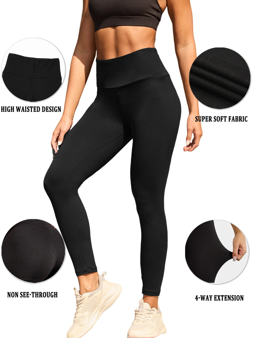 Women's Super Soft Leggings High Waisted Tummy Control No See Through Workout Yoga Running Athletic Push Up Gym Fitness Leggings