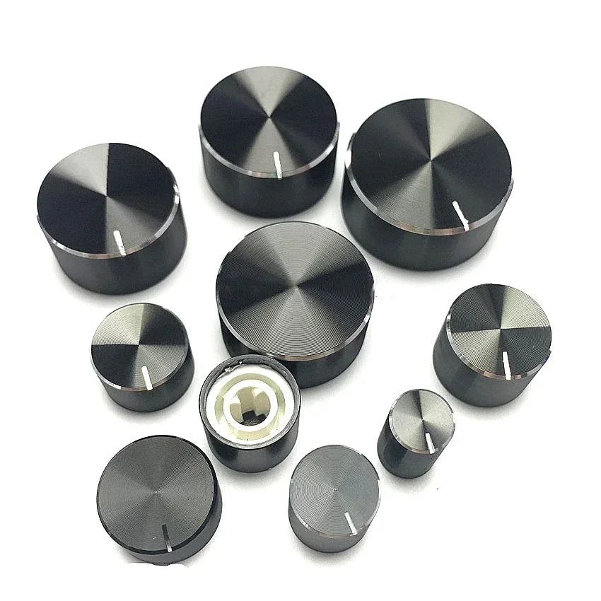 For 6mm Roll Shaft/D-axis Aluminum Alloy Potentiometer Knob Cap Volume Control Knob Hat Rotation Switch 1PCS