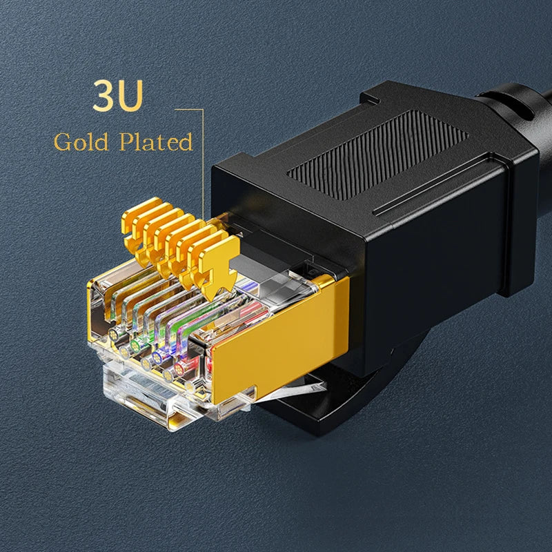 CAT8 Network Cable 40Gbps Ethernet Wire Double Shield 26AWG Thicker Pure Copper Jumper Line RJ45 Broardband PC Computer Lan Cord