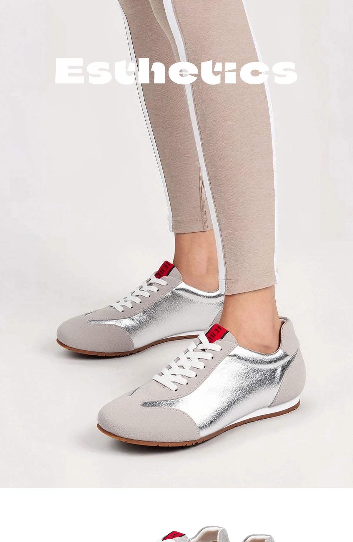 CHCH Women's Vulcanized Shoes 2025 Autumn New Silver Lace Lightweight Sports Shoes Outdoor Casual Shoes