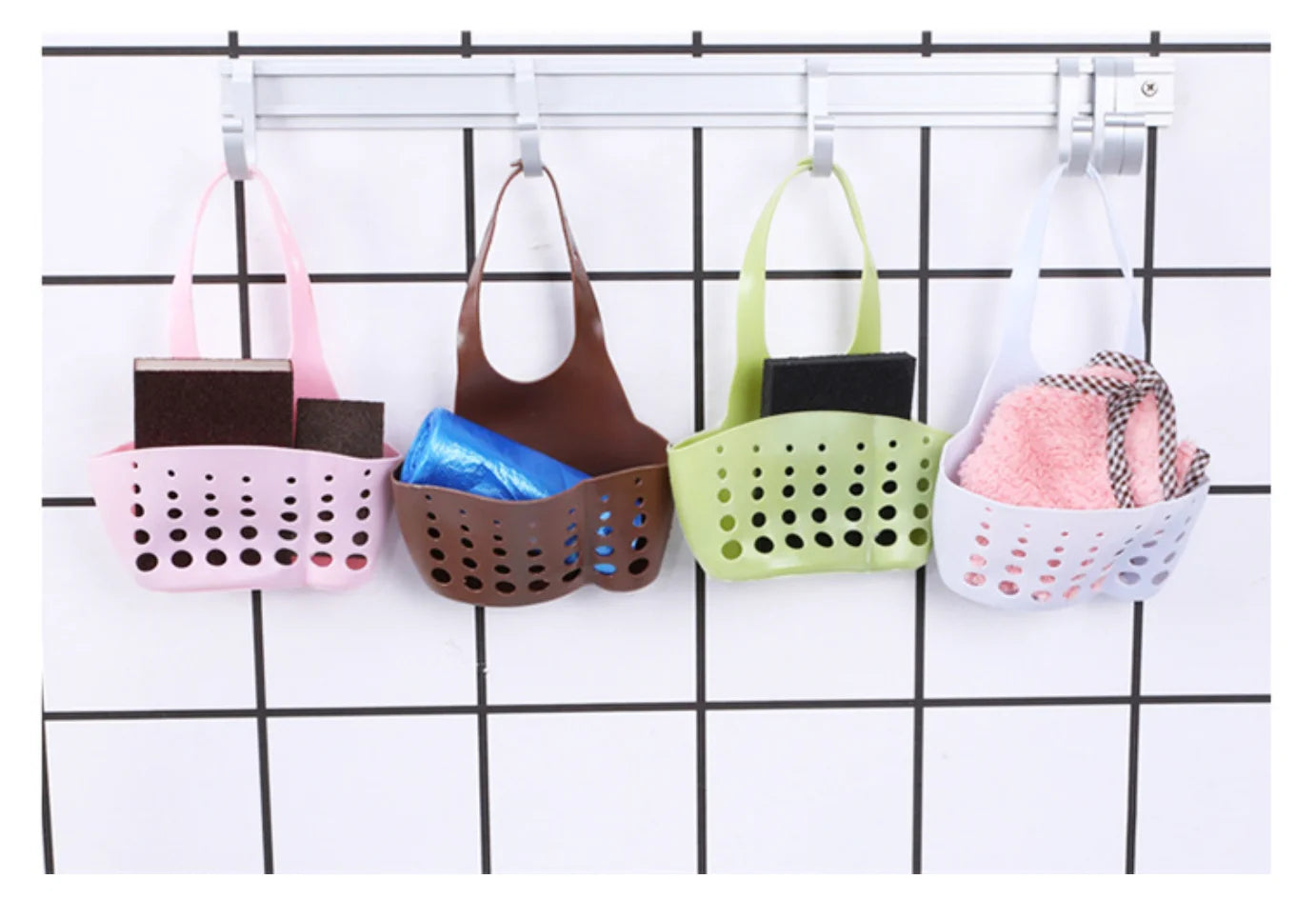 Kitchen Sink Holder Hanging Drain Basket Adjustable Soap Sponge Shelf Organizer Bathroom Faucet Holder Rack Kitchen Accessories