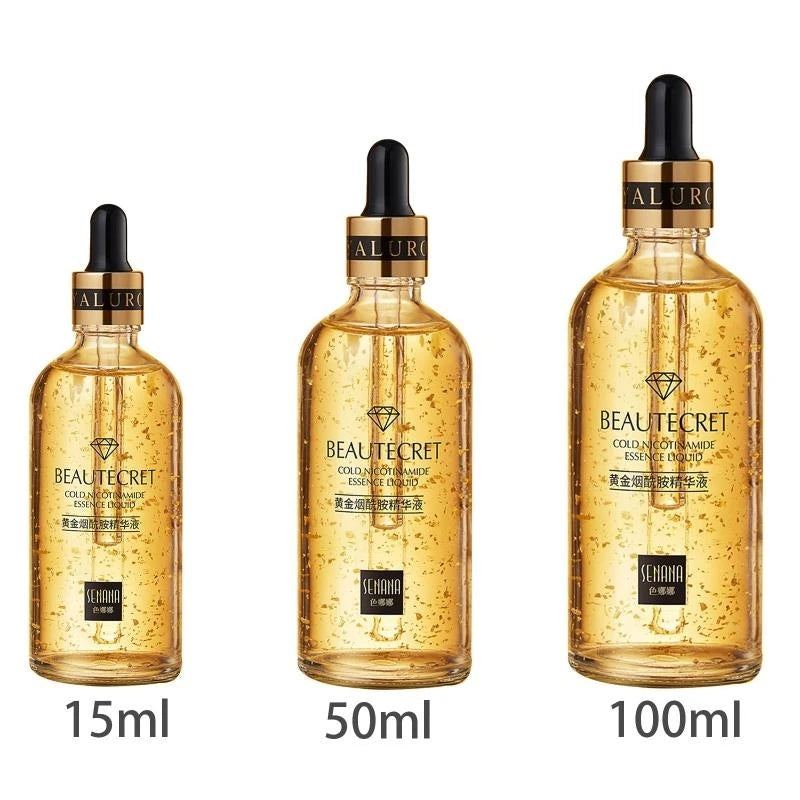 E0BD Hyaluronic Acid Serum 24k Gold Niacinamide Face Moisturizing Solution Whitening Anti Aging Anti Wrinkle
