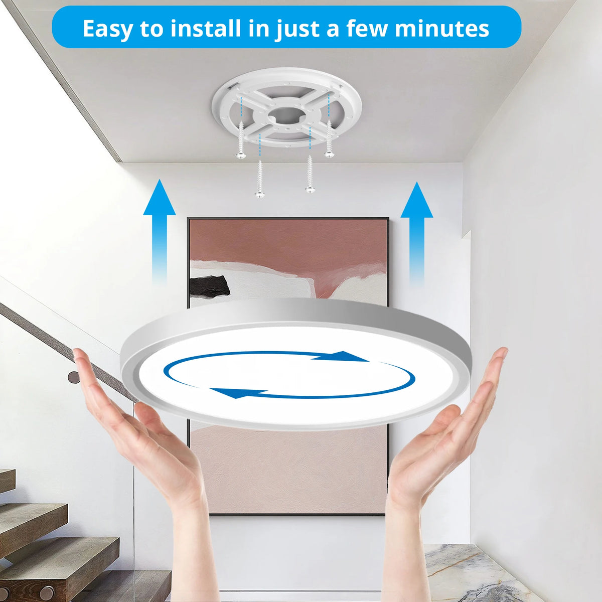 24W LED Ceiling Light with Motion Sensor, 2400LM, 30cm Round Ultra-Thin, 4000K for Hallway, Balcony, Indoor