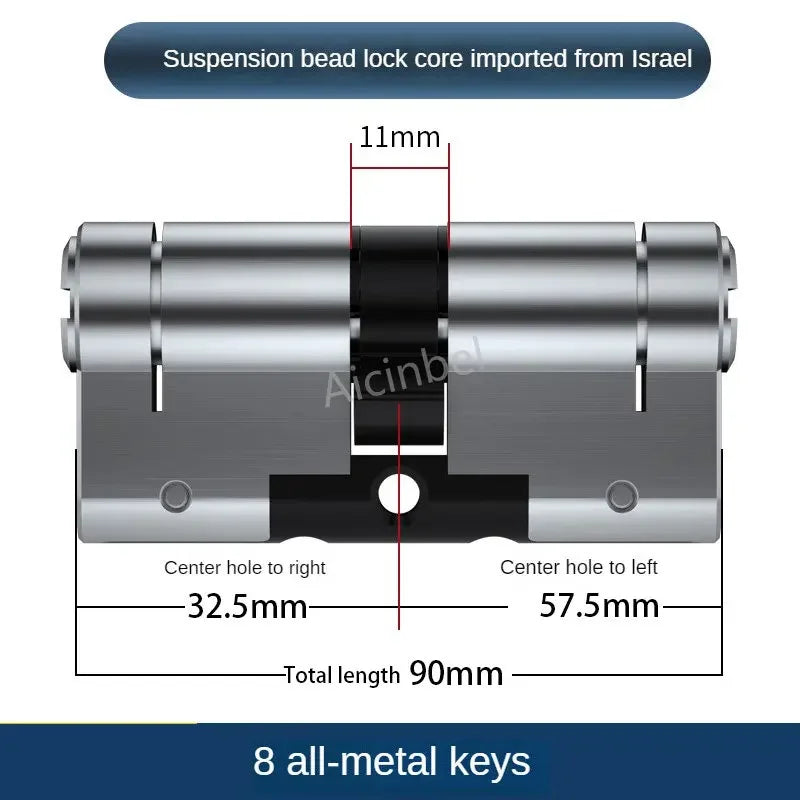 65-130MM High Quality European Standard Lock Cylinder,Super C-Level Anti-Theft Door Lock Cylinder,Household Copper Lock 8 Keys