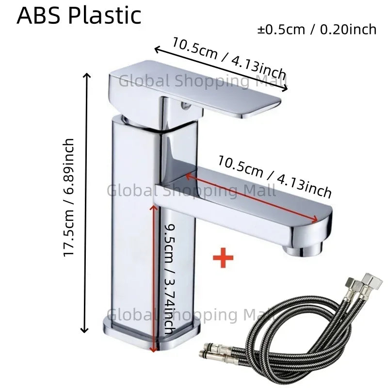 Hot and Cold Bathroom Faucet Water Mixer Tap Single Handel Single Hole Deck Mounted Plastic Washbasin Bathtub Faucet G1/2