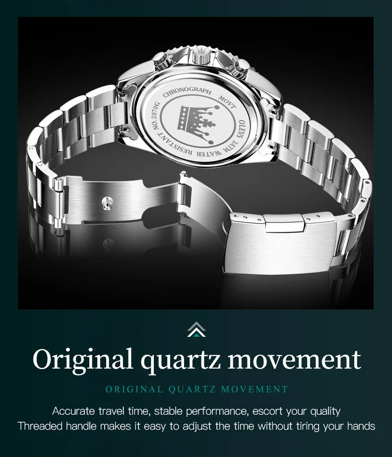 OLEVS 2870 Gold Men Watch Luxury Original Diving Series Men Watch Calendar Moon Phase Chronograph Sport Men Quartz Watch Gift