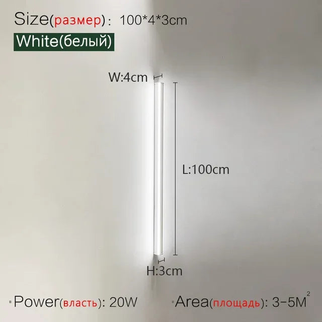 Modern Minimalist LED Wall Lamp Luxury Long Strip Light for Living Room Bedroom Bedside Ceiling Sofa Background Aisle Lighting