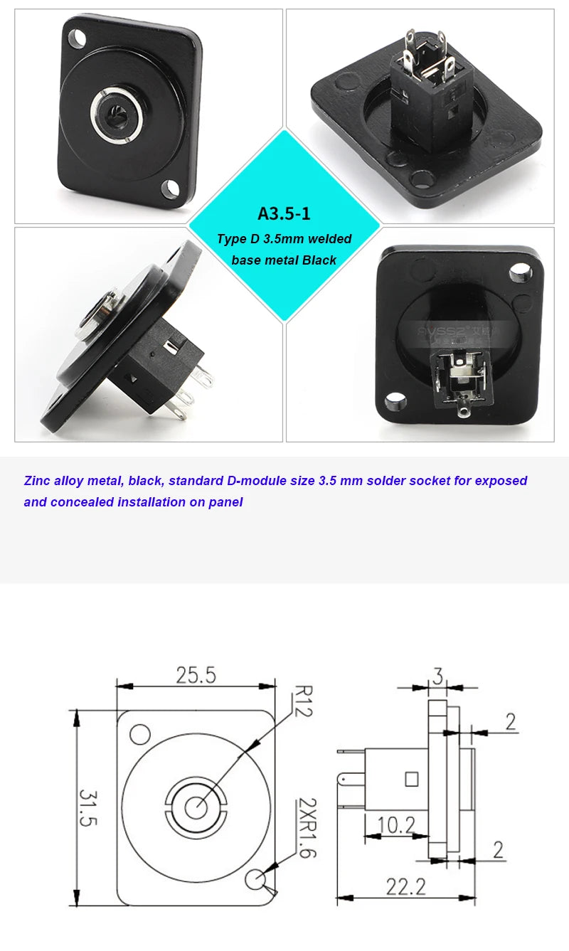 D-type Multifunctional Data Module 86 Panel audio video socket XLR VGA BNC RJ45 RJ11 Jack 3.5/6.35 RCA USB3.0 TypeC Connector