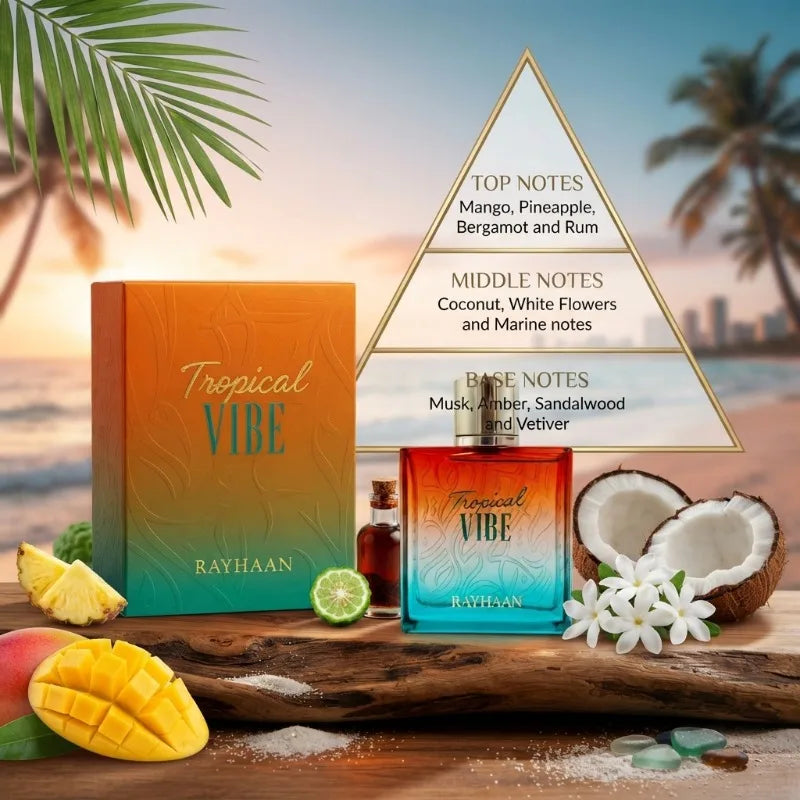 Rayhaan 100ML Unisex Arabian Perfume Eau De Parfum Long Lasting Fresh Fruity Aquatic Woody Musk Amber Luxury Fragrance Spray