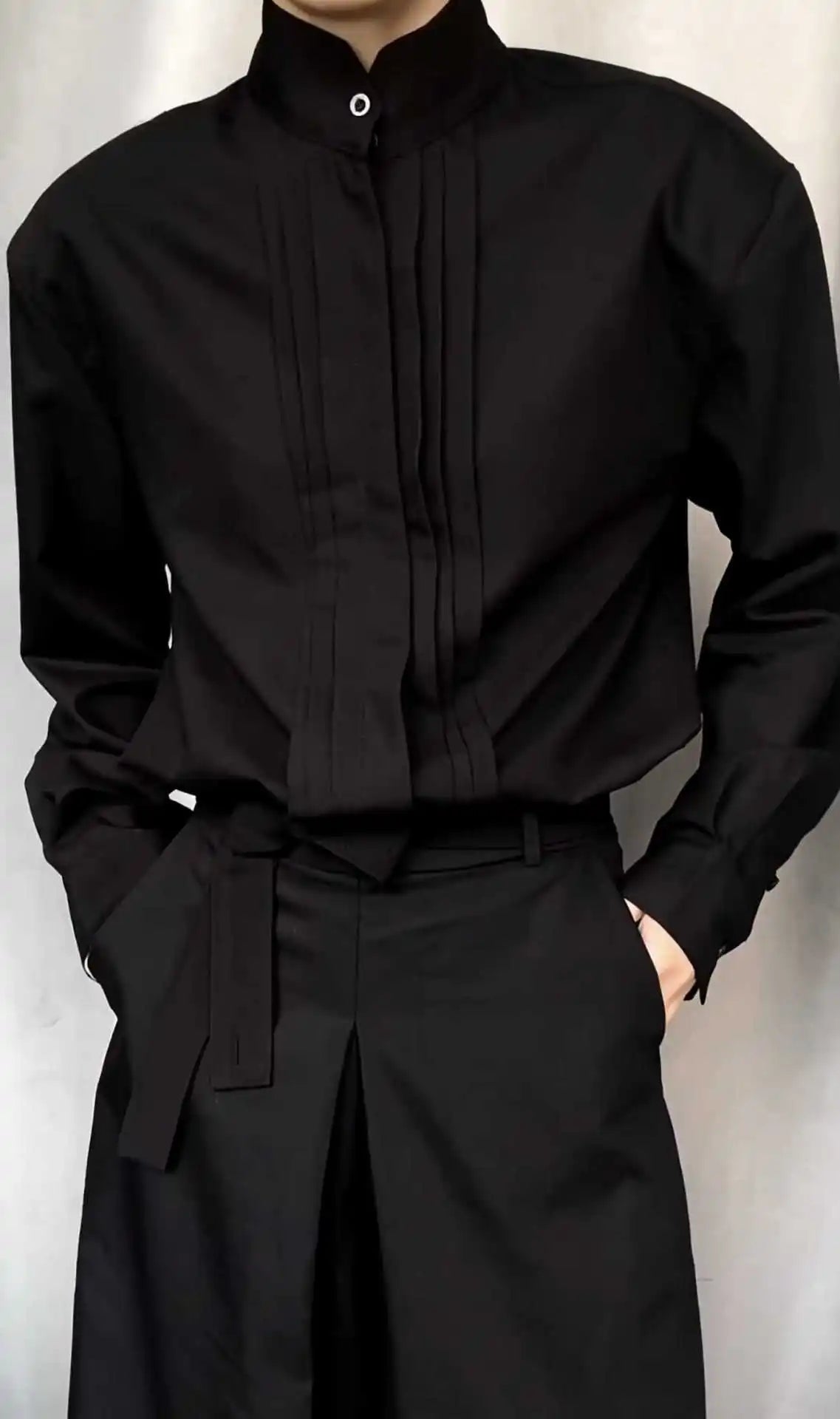 Man Casual Shirts 2025 Autumn High Quality Wrinkle Blazer Men's Clean Fit Shoulder Pad Shirt Jacket For Street Style Layering