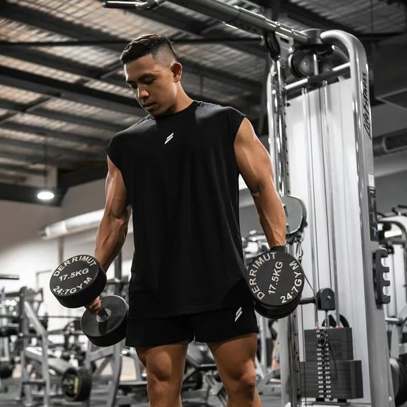 Summer Fitness Sports Tank Top Men's Breathable Loose Fit Training Sleeveless T-shirt Quick Drying vest male Fitness Clothing