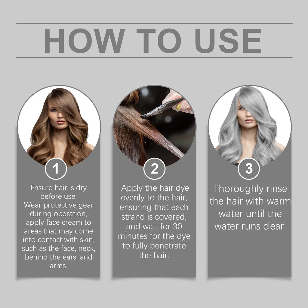 Gray Hair Dye Cream Home DIY Smoky Silver Hair Coloring Cream Nourishing Moisturizing Long Lasting Colorant Root Touch Up Fashion Hairs Color For Men Women
