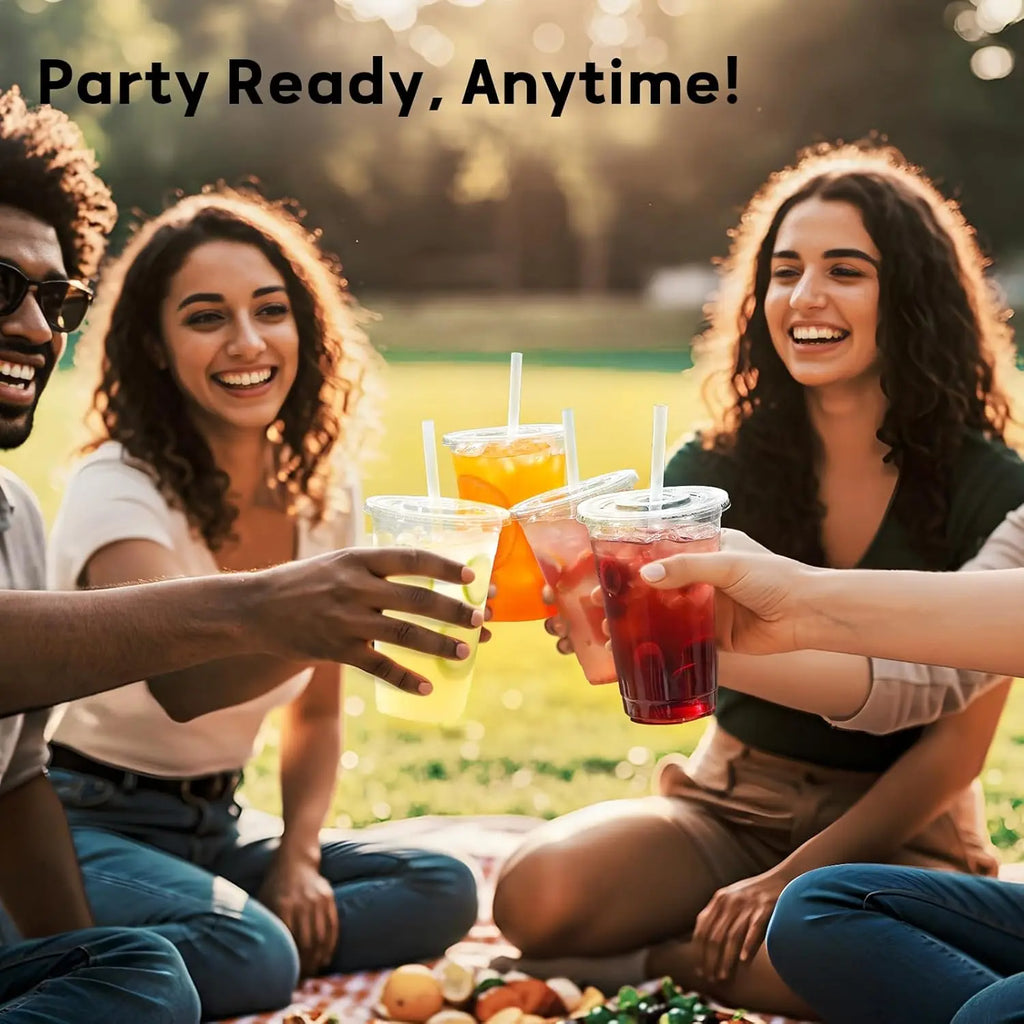 15/30 Pack 16oz/500ml Clear Plastic Cups with Lids and Straws, Disposable Iced Coffee Cups with Lids for To-Go Cold Drinks