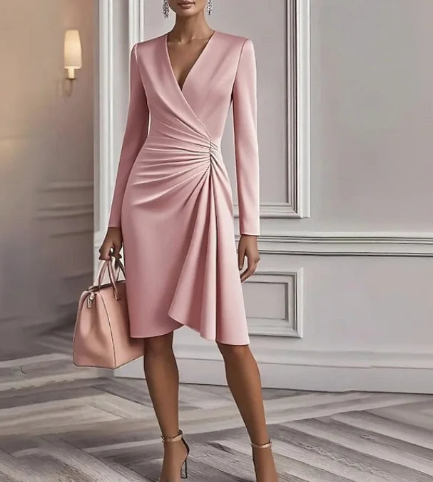 White Dress Women's Midi Party Satin  Sheath Mother of the  Dress Elegant Modern Party Special Occasion Evening Party Regular