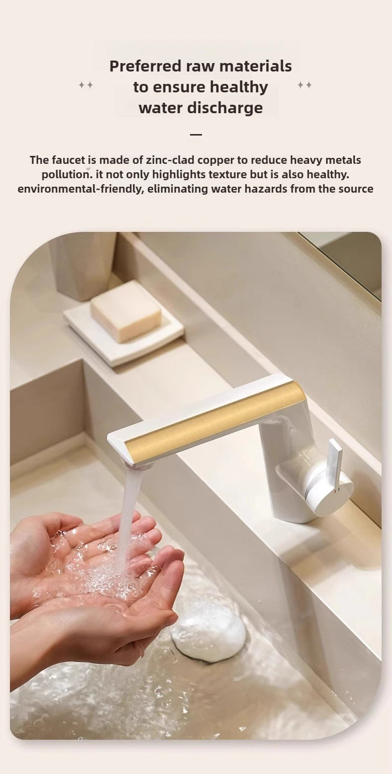 Modern Bathroom Sink Faucet Brass white or brushed gold gray Single Handle Deck Mounted Wash Basin Water Tap Hot And Cold Mixer