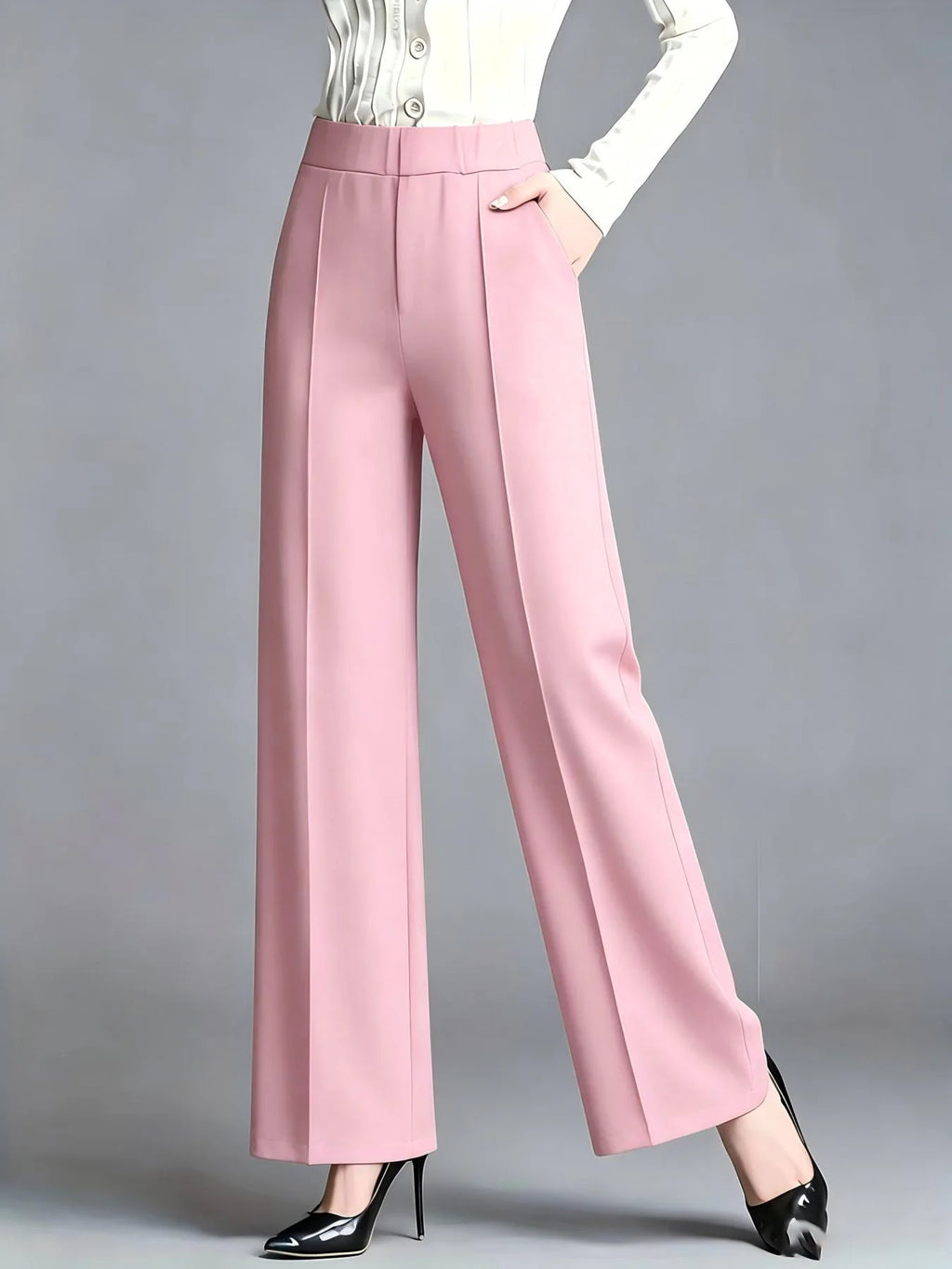 Women High Waist Draped Wide Leg Suit Pants Loose Slimming Straight Casual Versatile Trousers Multiple Colors Daily Commuter