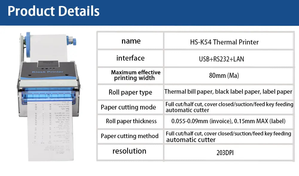 ATU&UTVHSPOS 80mm Kiosk Thermal Printer with Paper Blocking Prevention Function 203dpi USB/RS232/LAN Interfaces in Stock